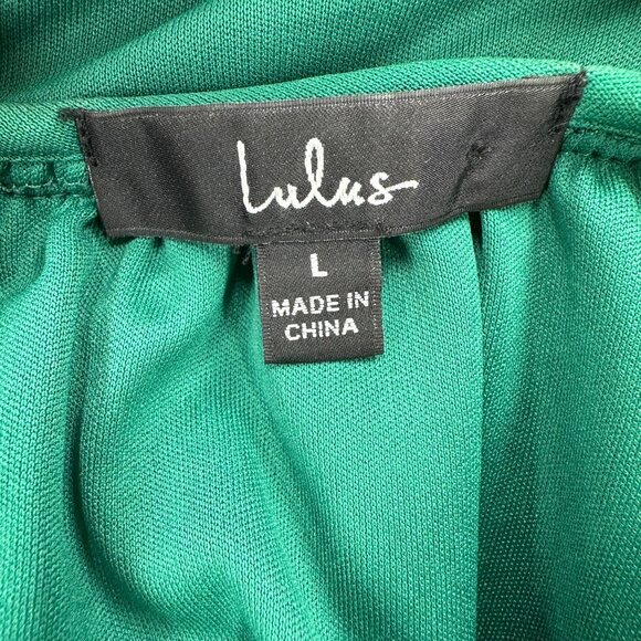 Lulus Mini Dress Womens Size Large Green Metallic Lace Skater Sleeveless - Picture 10 of 11
